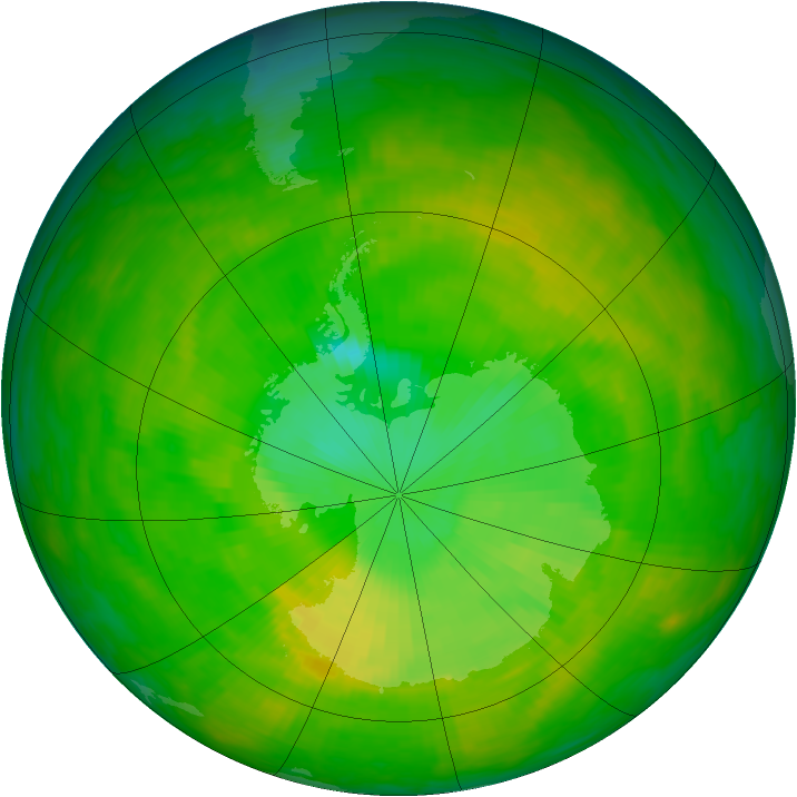 Antarctic ozone map for 01 December 1991